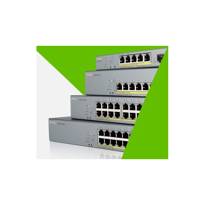 Zyxel GS1350-6HP Switch di Sorveglianza a 5 Porte Gigabit 60W PoE+ Smart Managed IP e CCTV