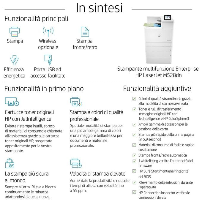 HP Color LaserJet Enterprise M856dn Stampante Multifunzione Laser a Colori 1200x1200 A3