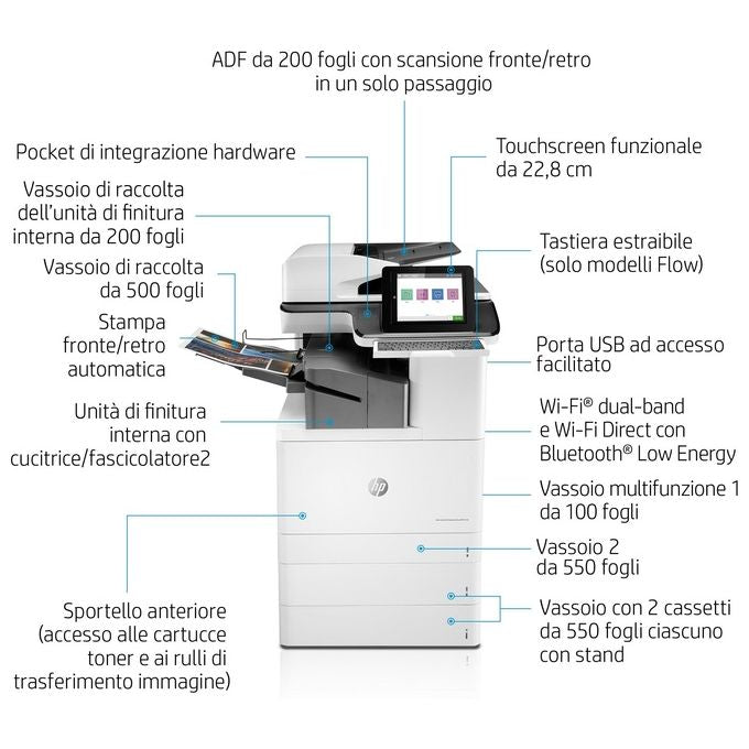 HP Color Laserjet Enterprise Flow M776zs Stampante Multifunzione Laser A3 1200x1200 Dpi 45 Ppm Wi-fi