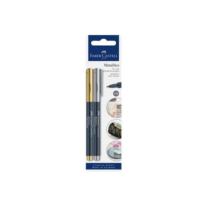 Faber Castell Confezione 2 Blister Marker Metallic Oro-Argento