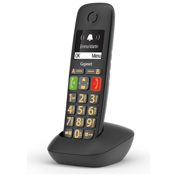 Gigaset E290 Cordless DECT-GAP Senior Display 2'' Vivavoce Rubrica Nero