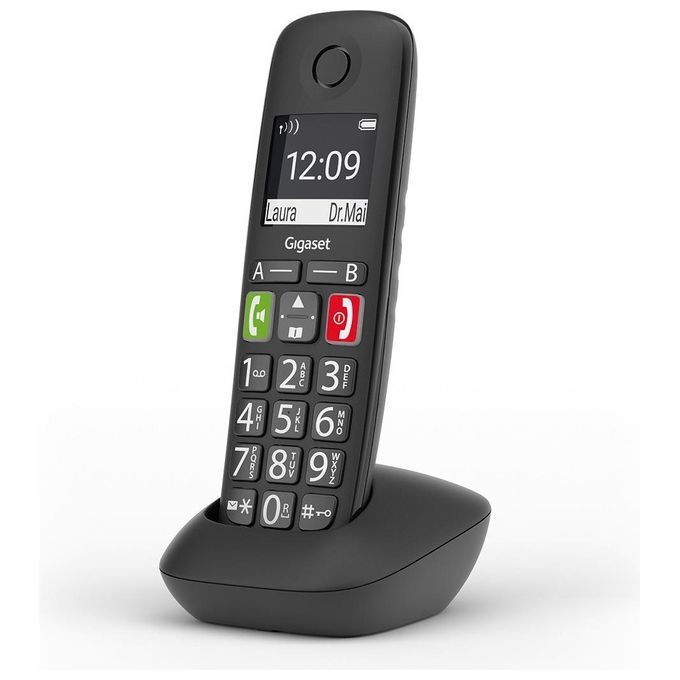 Gigaset E290 Cordless DECT-GAP Senior Display 2'' Vivavoce Rubrica Nero
