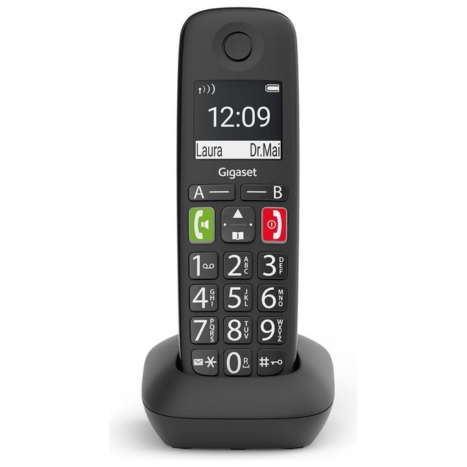 Gigaset E290 Cordless DECT-GAP Senior Display 2'' Vivavoce Rubrica Nero
