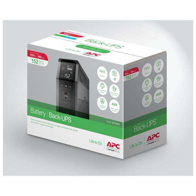 APC BR1600SI Gruppo di Continuita' UPS a Linea Interattiva 1600VA 960W 8 Prese AC