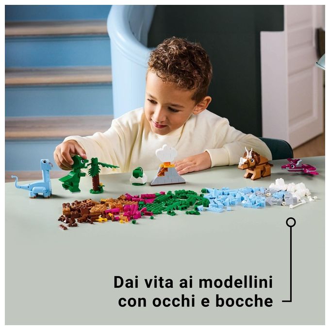 LEGO 11041 Dinosauri Creativi Set di Costruzioni con 450 Pezzi per Bambini 5+ Anni con T. rex Triceratopo Pterosauro Brontosauro e Cucciolo nell'uovo colore Multicolore