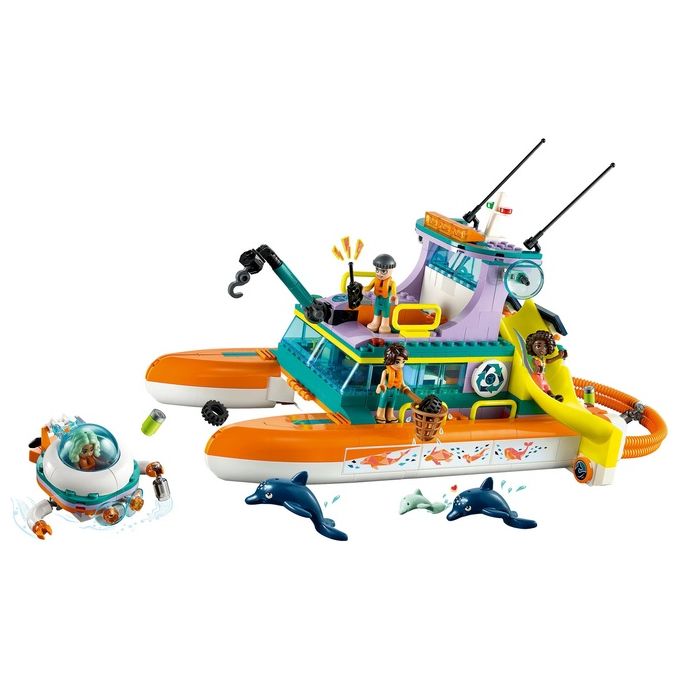 LEGO Friends 41734 Catamarano di Salvataggio, Barca Giocattolo con Animali e Sottomarino, Set Educativo, Regalo per Bambini 7+