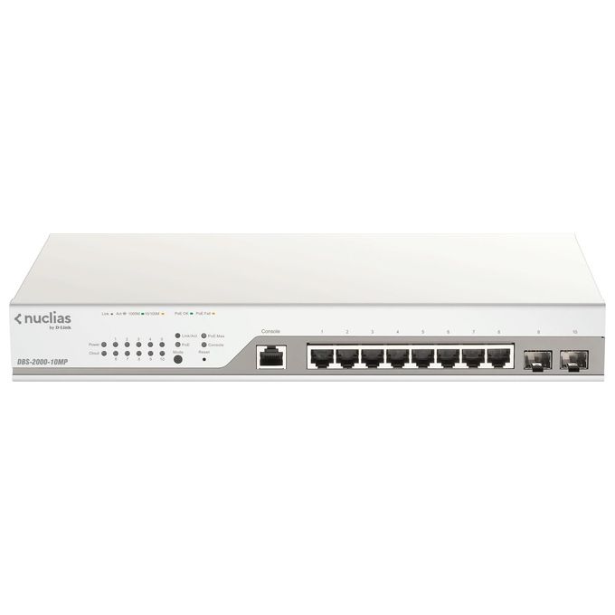 D-Link DBS-2000-10MP Switch di Rete Gestito Gigabit Ethernet 10-100-1000 Grigio Supporto Power Over Ethernet