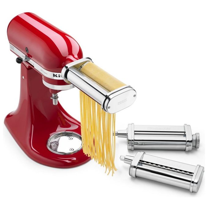 KitchenAid 5KSMPRA Accessorio per Robot da Cucina Sfogliatrice a 3 Prezzi con Set Taglia Pasta