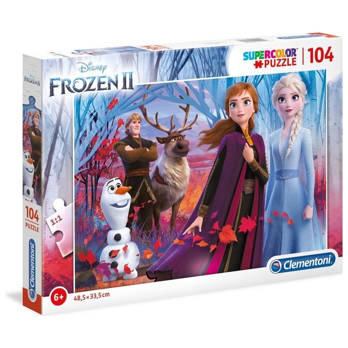 Clementoni Puzzle Maxi 104 Pezzi – Frozen II, Dimensioni 62×42 cm, Cartone Riciclato, Eta' 6+ Anni
