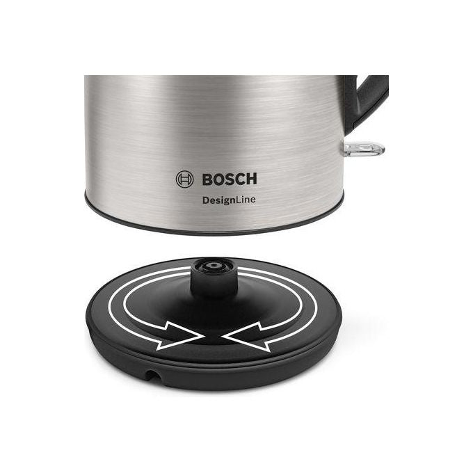 Bosch TWK3P420 – Bollitore elettrico 1,7 L, potenza 2400 W, corpo in acciaio inox e plastica, sistema di sicurezza con spegnimento automatico, apertura facilitata, colore Nero-Acciaio Inox