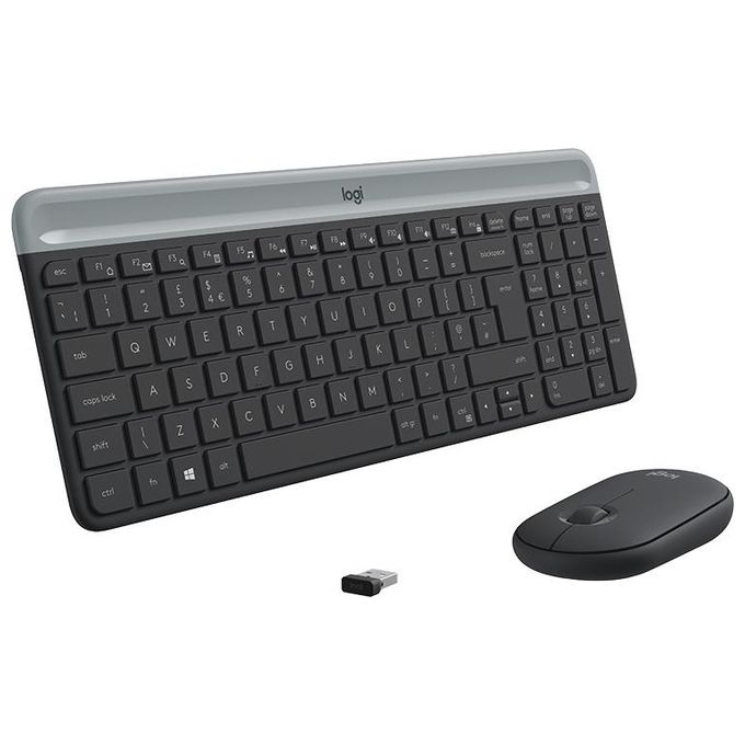 Logitech MK470 Kit Mouse Tastiera Wireless, Sottile Silenzioso, Layout Italiano, Grafite
