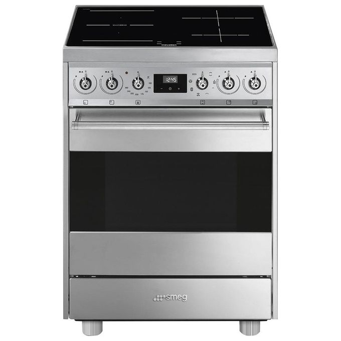 Smeg C6IMXI9 Cucina con Piano a Induzione e Forno Elettrico Termoventilato Multifunzione Estetica Classica 4 Zone Classe energetica A Vapor Clean 60x60 cm Acciaio Inox