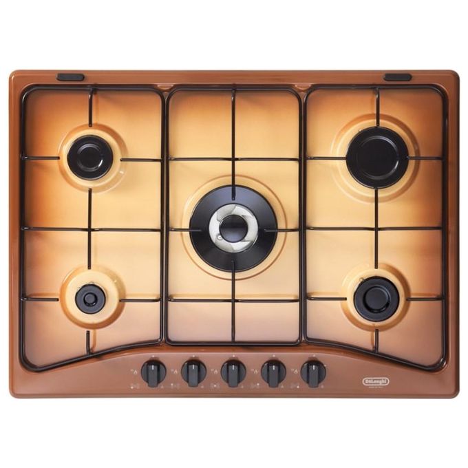 DeLonghi YTF 57 ASV Piano Cottura a Gas 5 Zone 1 Bruciatore Doppia Corona 70 cm Coppertone