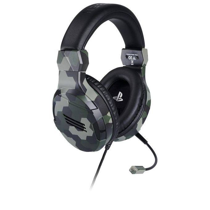 Bigben Interactive PS4OFHEADSETV3G Cuffie Gaming Stereo Cablate Jack 3.5 mm Microfono Regolabile con Mute colore Verde Camo
