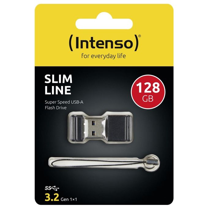 Intenso 3532491 Slim Line Chiavetta Usb da 128Gb Usb 3.0 Nero