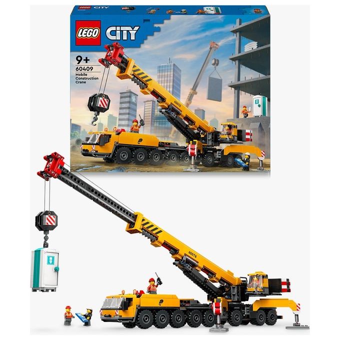 LEGO City Gru da Cantiere Mobile Gialla Giochi Creativi per Bambini e Bambine da 9 Anni con Veicolo Giocattolo da Cantiere con Funzioni Realistiche e 4 Minifigure Idea Regalo Divertente 60409