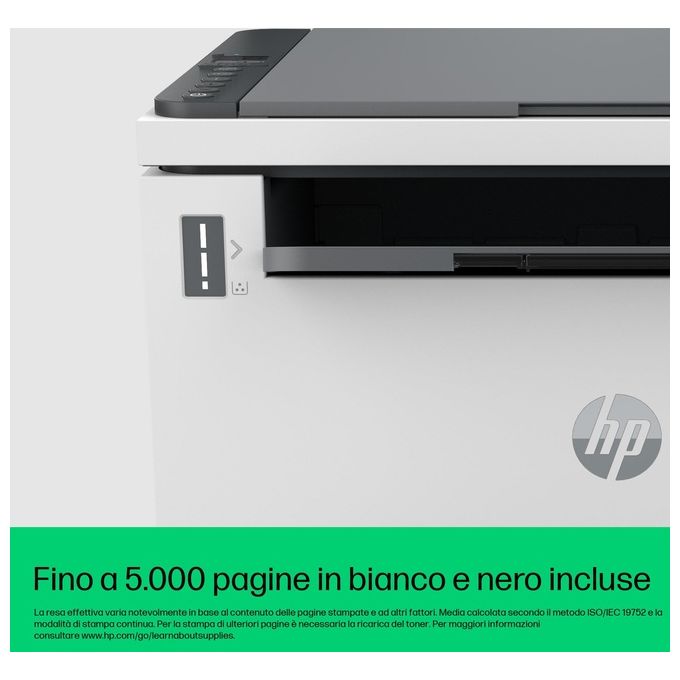 Laser Tank 1604w 381L0A, Stampante Multifunzione con Serbatoio Toner integrato a Ricarica Rapida, Stampa Fronte e Retro Manuale in bianco e nero, 22 ppm, Scansione A4, Wi-Fi, USB, HP Smart, Bianca