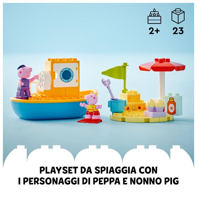 LEGO DUPLO Viaggio in Barca di Peppa Pig Giochi Educativi per Bambine e Bambini da 2 Anni Giocattolo per l'Apprendimento Prescolare da Costruire con 2 Personaggi Idea Regalo 10432