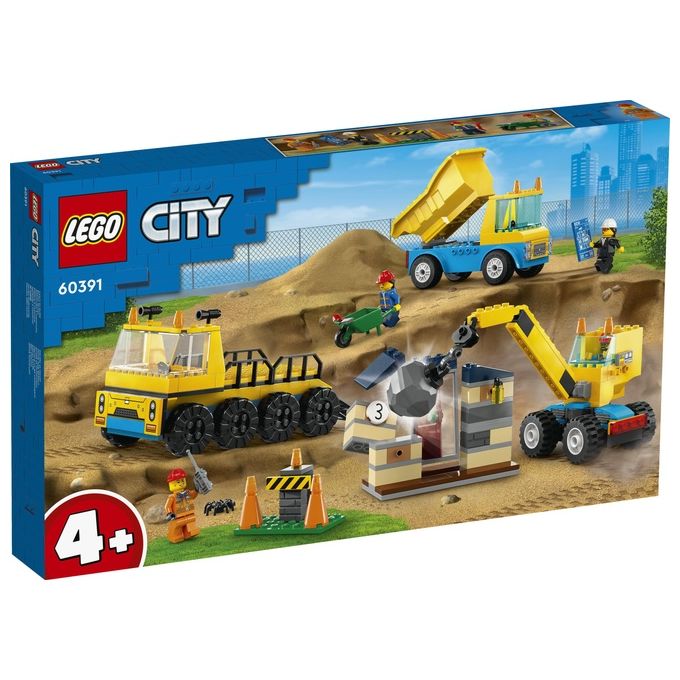 LEGO City 60391 Camion da Cantiere e Gru con Palla da Demolizione, Set con Veicoli Giocattolo, Giochi Educativi per Bambini 4+