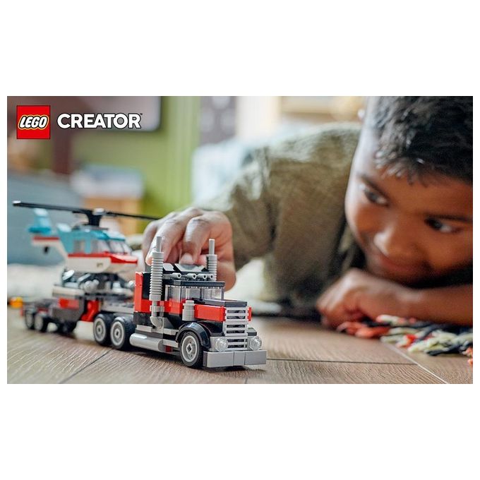 LEGO Creator 31146 3in1 Autocarro con Elicottero, Giochi per Bambini 7+ Anni Ricostruibile in Aereo e Cisterna o Auto e SUV