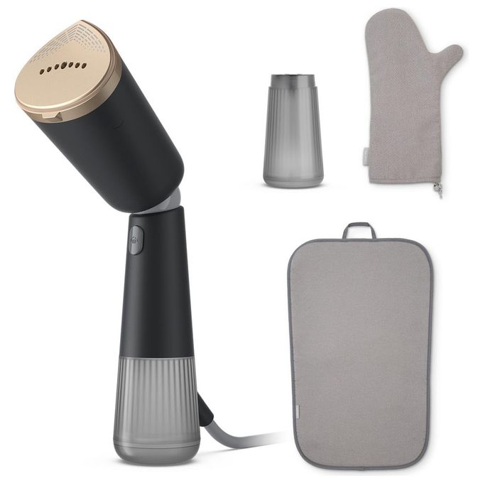 Philips 5000 Series STH5030-80 - Ferro a vapore verticale portatile, 1300 W, piastra metallo inox, serbatoi 120 ml + 200 ml, riscaldamento 35 s, modalita' Eco-Max, testa regolabile, guanto protettivo e StyleMat inclusi, compatibile con tutti i tessuti, co