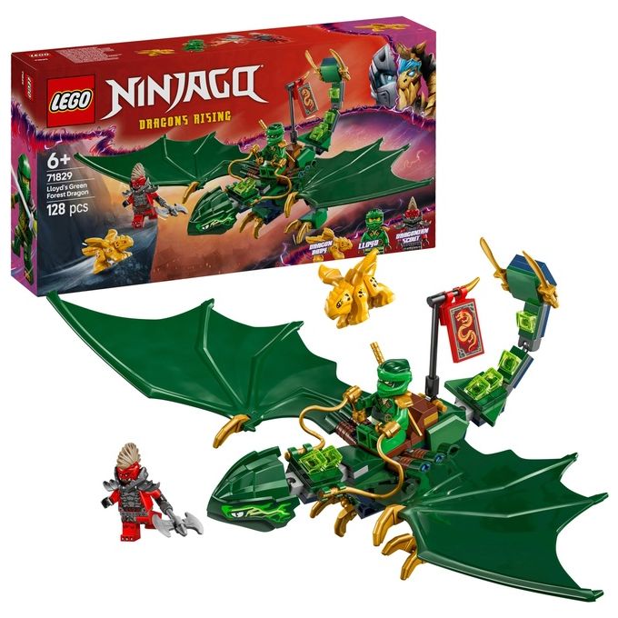 LEGO NINJAGO Drago della Foresta Verde di Lloyd - Figura Giocattolo Snodabile da Costruire Set con 2 Minifigure Armi e Cucciolo Dorato Giochi per Bambini e Bambine da 6 Anni Idea Regalo 71829