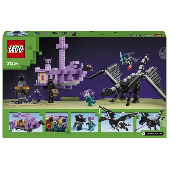 LEGO Minecraft L'Enderdrago e la Nave dell'End Giocattolo del Bioma con Drago Personaggi Mob e Accessori Giochi d'Avventura per Bambini e Bambine da 8 Anni Idea Regalo Fan del Videogioco 21264