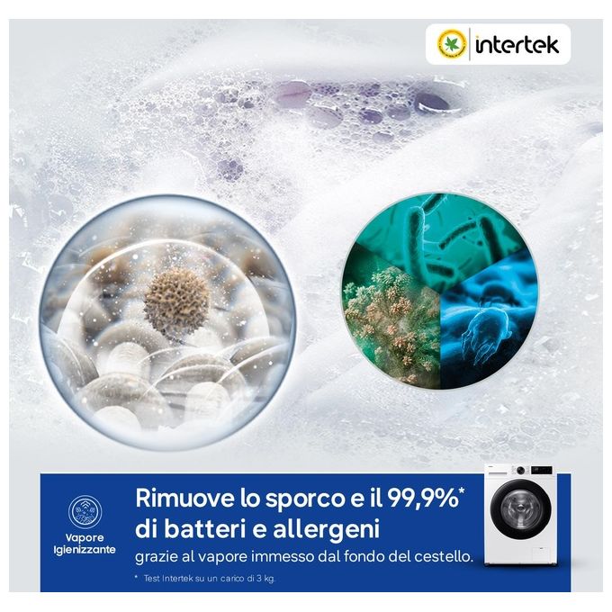 Samsung WW90CGC04DAEET Crystal Clean Lavatrice Carica Frontale 9 Kg 1400 rpm Classe A EcoBubble Digital Inverter Wi-Fi (85x60x55 cm) colore Bianco