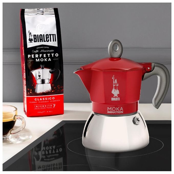 Bialetti Moka induction 2 Tazze Rosso-Argento