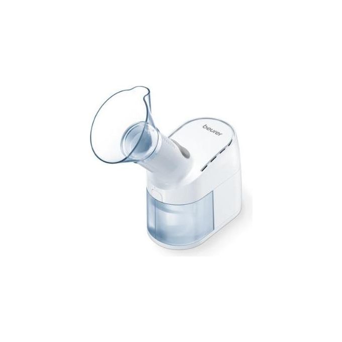 Beurer SI 40 - Steam vaporiser (a vapore), nebulizzazione di vapore, capacita' 60 ml, maschera universale, regolazione vapore, spegnimento automatico, 620 g, uso adulto e bambino, alimentazione da rete, Bianco-Trasparente