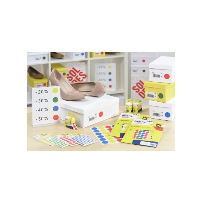 Avery Etichette Adesive Rotonde Multicolore Confezione da 90 Adesivi
