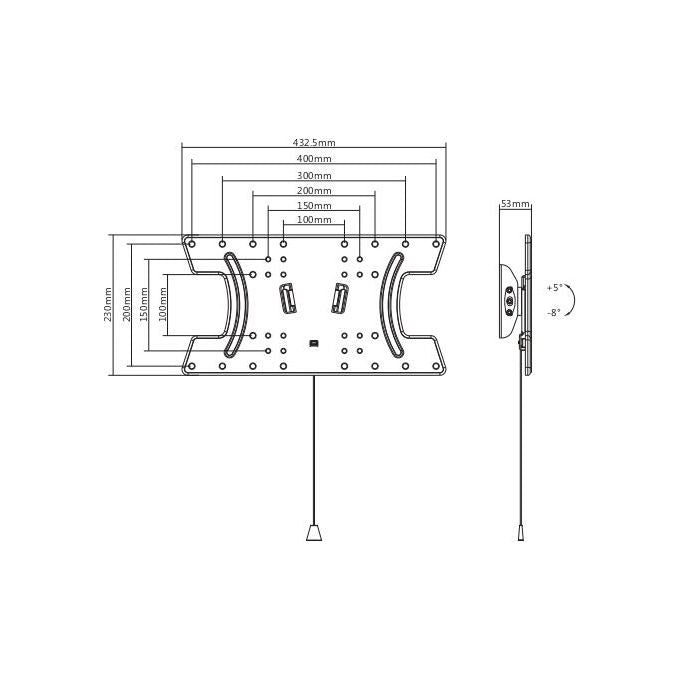 Munari Supporto Fisso per Tv Inclinabile fino a 65'' 400x200