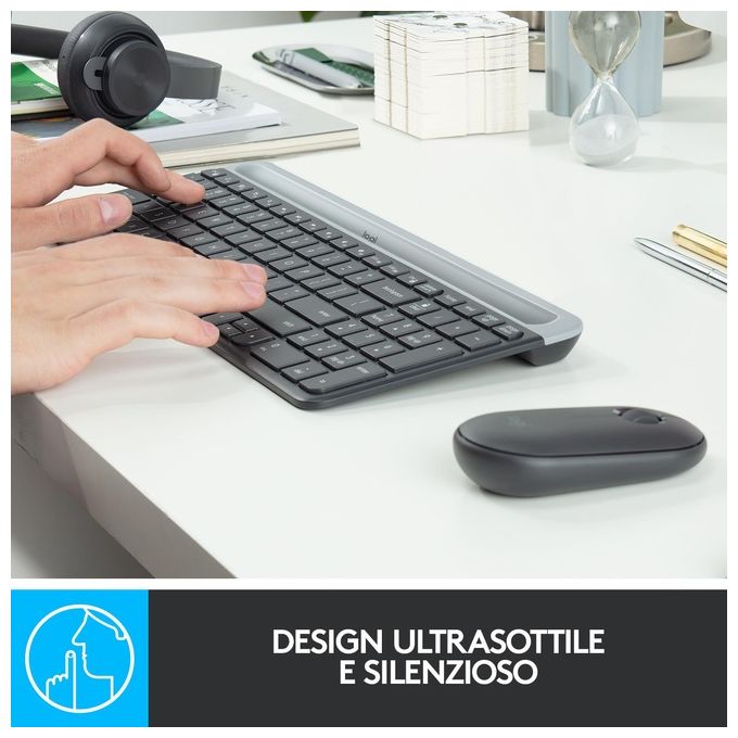 Logitech 920-009196 MK470 Kit Tastiera e Mouse Wireless Full-size QWERTY Italiano 1000 DPI colore Grafite