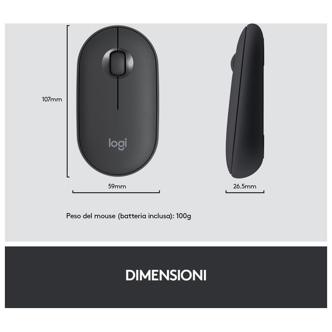 Logitech 920-009196 MK470 Kit Tastiera e Mouse Wireless Full-size QWERTY Italiano 1000 DPI colore Grafite