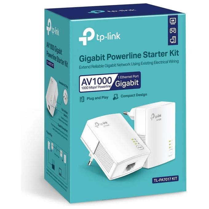 Tp-Link Tl-pa7017 Kit Powerline 1000 Mbit-s Collegamento Ethernet Lan Bianco 2 Pezzi