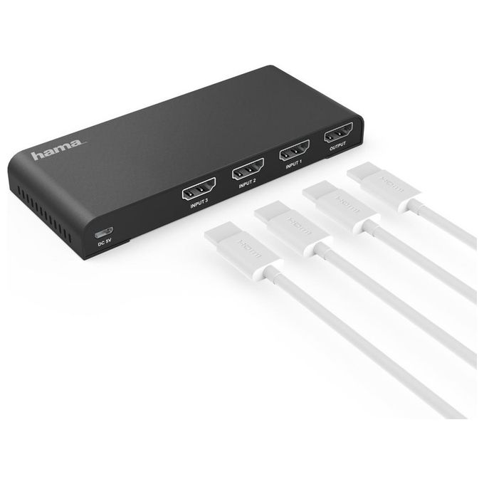 Hama Switch Hdmi 3 Porte con Telecomando Full Hd Nero