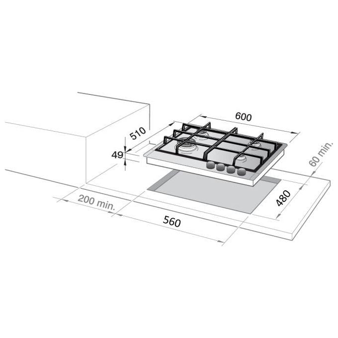 De Longhi DLI 46 ASDV Linea Design Piano cottura a Gas 4 Fuochi Bruciatore Tripla Corona 60 cm Acciaio Inox