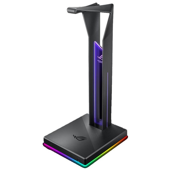 ASUS ROG Throne Qi - Supporto per cuffie con ricarica wireless, audio surround 7.1, due porte USB 3.1 e Aura Sync
