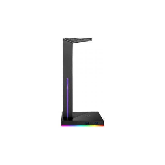 ASUS ROG Throne Stand per Cuffie, Base In Gomma Antiscivolo, Ampia Superficie di Contatto, Due Porte USB 3.1, Illuminazione Aura Sync RGB, DAC e Amplificatore Integrati, Armoury II, Nero