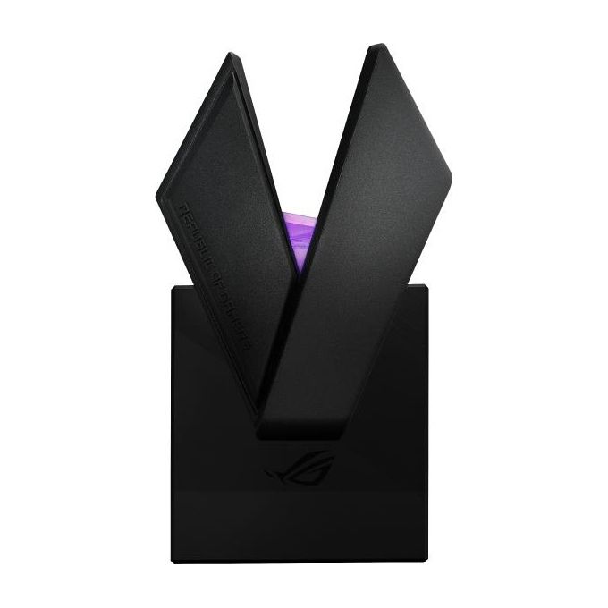 ASUS ROG Throne Stand per Cuffie, Base In Gomma Antiscivolo, Ampia Superficie di Contatto, Due Porte USB 3.1, Illuminazione Aura Sync RGB, DAC e Amplificatore Integrati, Armoury II, Nero