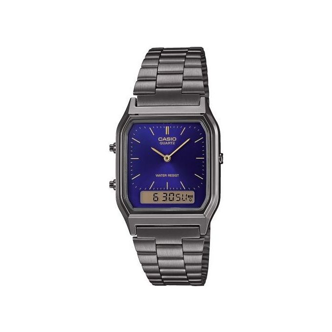 Casio Orologio Quarzo Unisex con Quadrante Blu Analogico e Digitale e Cinturino Argento in Cinturino in Metallo