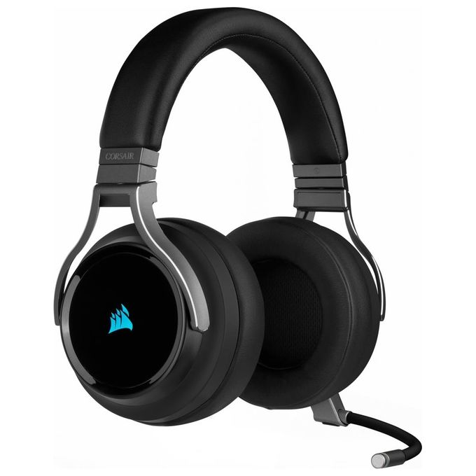 Corsair Virtuoso RGB Wireless Alta Fedelta' Cuffia Gaming, 7.1 Surround Audio, Microfono Omnidirezionale, Compatibili con PC, Xbox One, PS4, Nintendo Switch e dispositivi Mobile, Carbonio