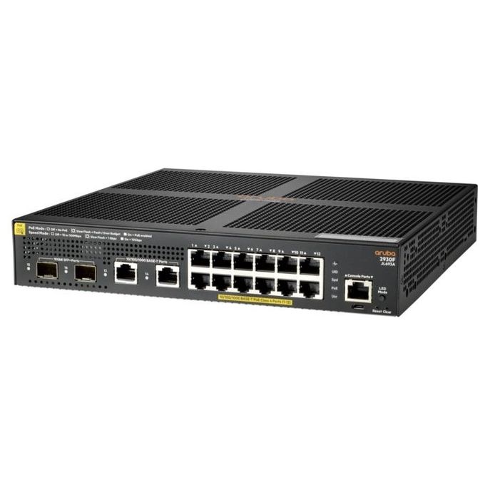 HP Enterprise Aruba 2930F 12G PoE+ 2G-2SFP+ Gestito L3 Gigabit Ethernet 10-100-1000 Nero 1U Supporto Power over Ethernet