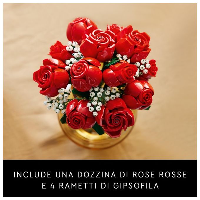 LEGO Icons 10328 Bouquet di Rose, Set Fiori Finti per Adulti, Decorazione Casa, Idea Regalo per Lei o Lui, Collezione Botanica