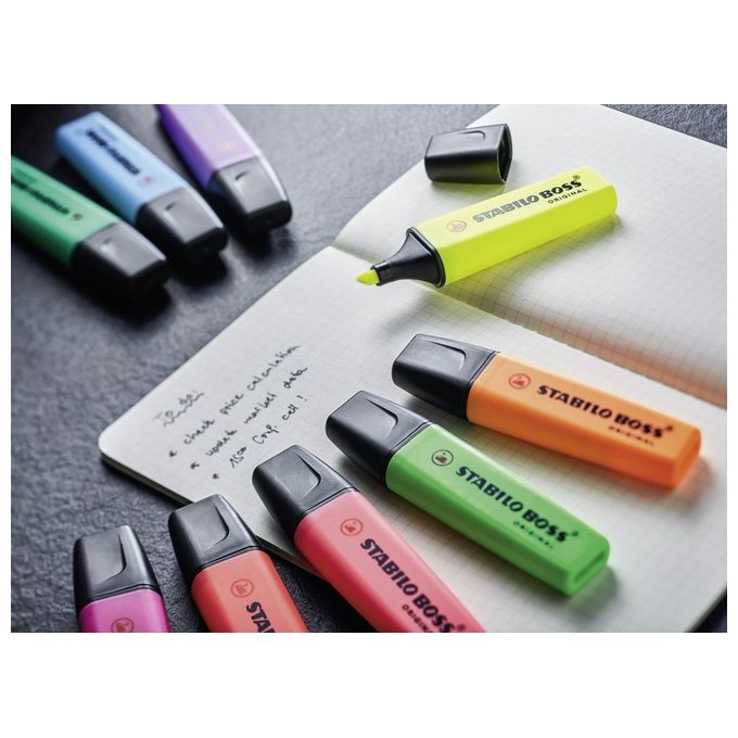 Evidenziatore - STABILO BOSS ORIGINAL Desk-Set - 15 Colori assortiti 9 Neon + 6 Pastel