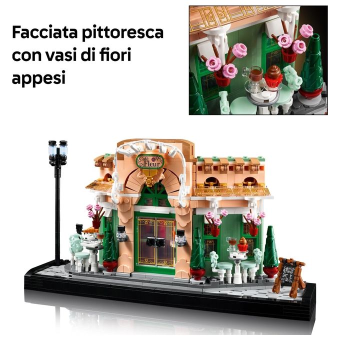 LEGO 10362 Icons Kit Modellismo Fai da Te per Adulti con Libreria Decorativa e Café Francese 1101 Pezzi colore Nero