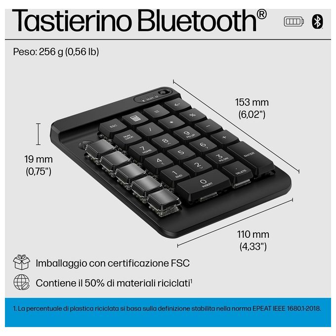 Hp 435 Tastierino Numerico Bluetooth Wireless