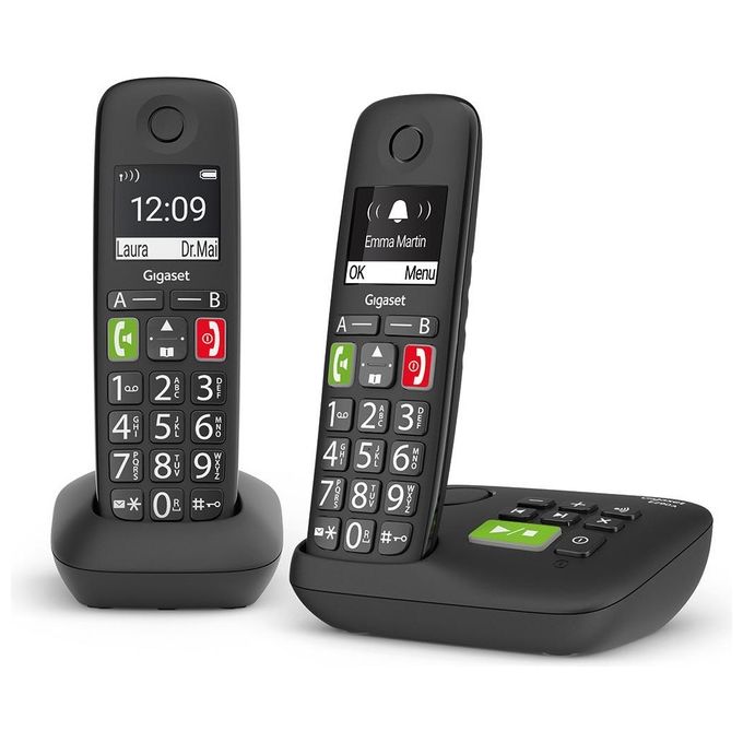 Gigaset E290A Duo Coppia Cordless DECT-GAP Senior Display 2'' Vivavoce Rubrica Segreteria Nero