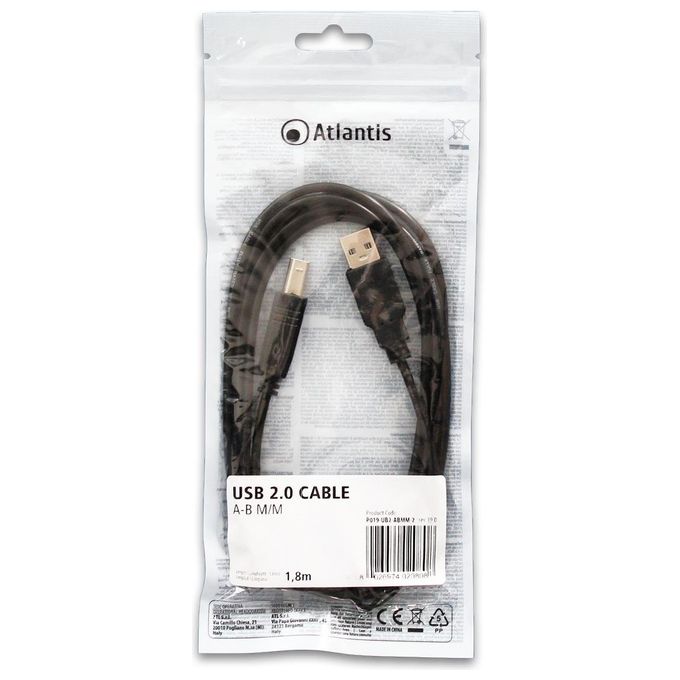 Atlantis Cavo Usb-2.0 A-B M-M 1,8mt