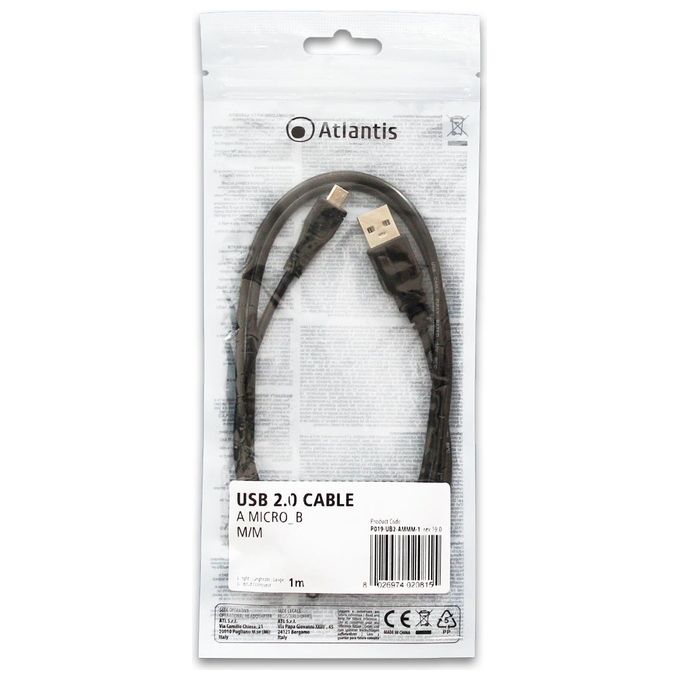 Atlantis Cavo Usb-2.0 A-Micro-B M-M 1mt